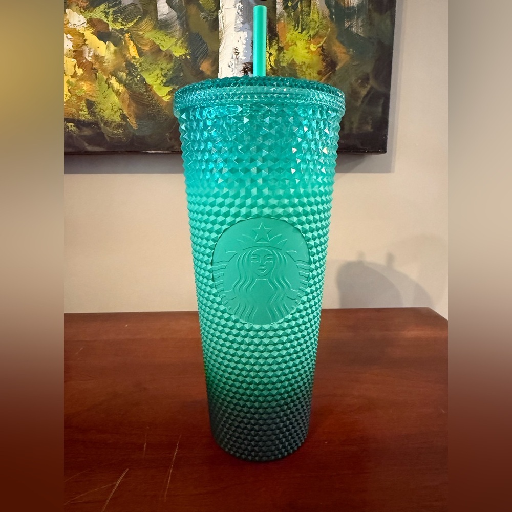 🌸NWT Starbucks Mint Hunter Waxberry Green Gradient Studded 24oz Venti Tumbler